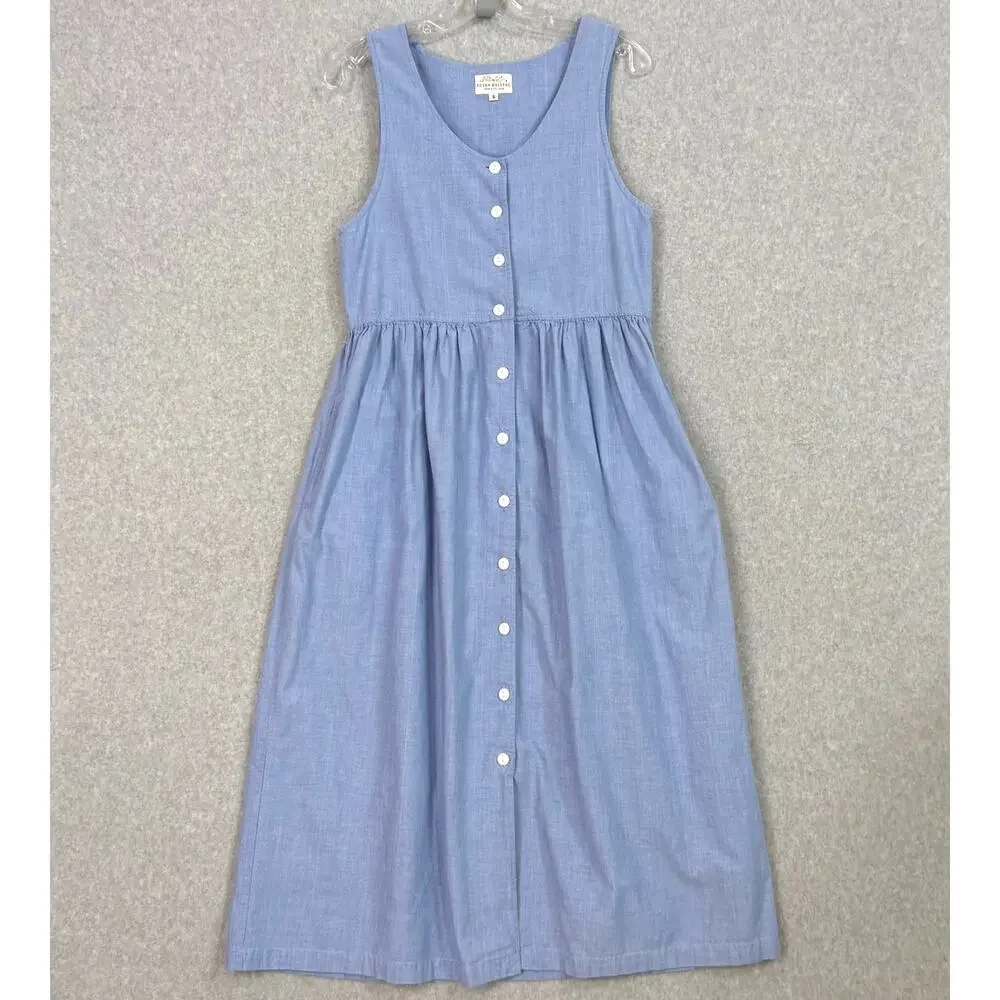 Vtg Susan Bristol Chambray Jumper Dress Size 6 Full Button Cottagecore Country - Picture 3 of 13